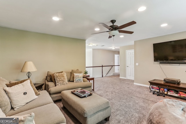 2624 E Madison Dr, Atlanta, GA 30360 - carpeted living room with ceiling fan, recessed lighting, and baseboards