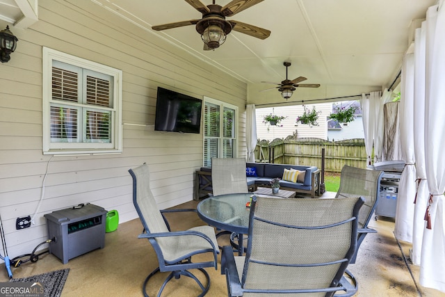 2624 E Madison Dr, Atlanta, GA 30360 - view of patio featuring ceiling fan, an outdoor hangout area, and outdoor dining area