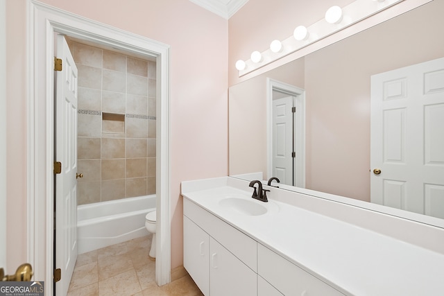 5105 Jett Forest Trl NW, Sandy Springs, GA 30327 - bathroom featuring vanity, crown molding, and bathing tub / shower combination