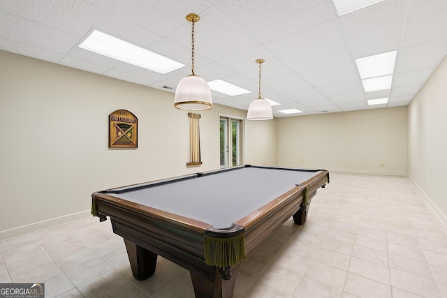 5105 Jett Forest Trl NW, Sandy Springs, GA 30327 - playroom with a drop ceiling, light tile patterned floors, and pool table