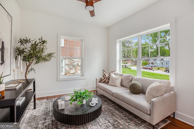 1721 S Gordon St SW, Atlanta, GA 30310 - living area featuring ceiling fan and wood finished floors