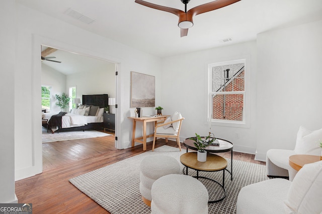 1721 S Gordon St SW, Atlanta, GA 30310 - living room featuring a ceiling fan and wood finished floors