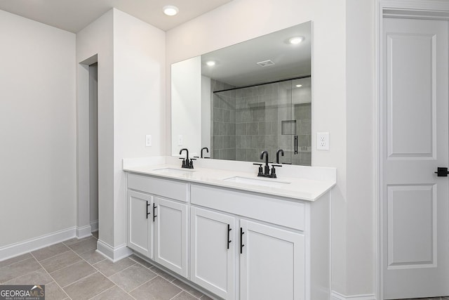 500 Cantrell Dr, Dallas, GA 30157 - bathroom with double vanity and a tile shower