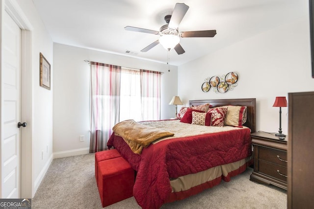 128 Arbor Crk, Warner Robins, GA 31093 - bedroom featuring carpet, baseboards, and ceiling fan