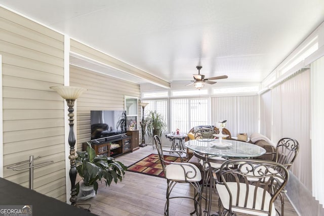 128 Arbor Crk, Warner Robins, GA 31093 - sunroom / solarium featuring ceiling fan and beamed ceiling