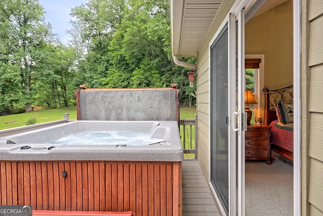 4505 Mccullum Trl, Hiawassee, GA 30546 - deck featuring a hot tub