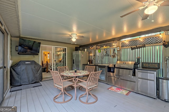4505 Mccullum Trl, Hiawassee, GA 30546 - dining area featuring ceiling fan and wood finished floors
