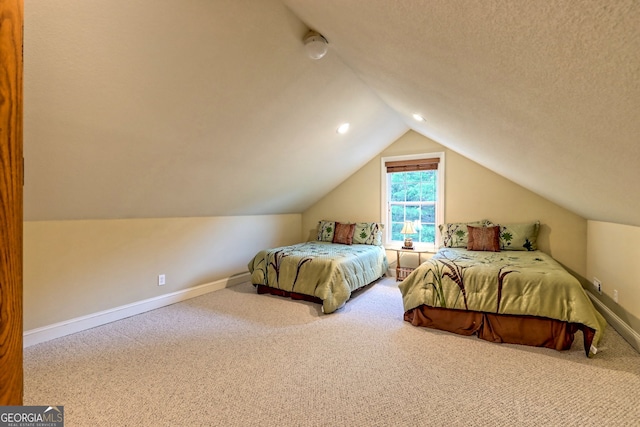4505 Mccullum Trl, Hiawassee, GA 30546 - carpeted bedroom featuring baseboards, lofted ceiling, and recessed lighting