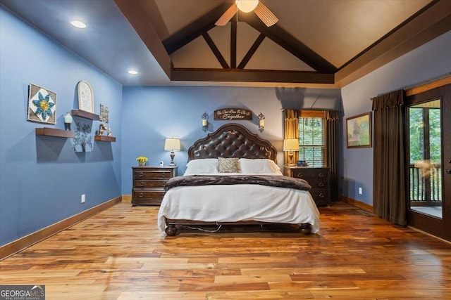 265 Shane Dr, Canton, GA 30115 - bedroom with vaulted ceiling, access to outside, wood finished floors, multiple windows, and recessed lighting