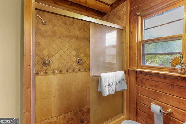 223 Arthur Rd, Zebulon, GA 30295 - bathroom with healthy amount of natural light, a tile shower, and toilet
