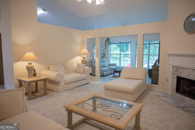 2407 Cove Lake Way, Lithonia, GA 30058 - living area featuring carpet and a high end fireplace