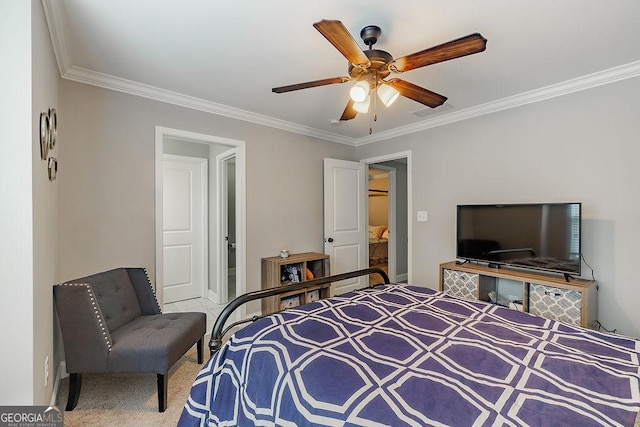 1015 Turtle Pond Dr, Watkinsville, GA 30677 - carpeted bedroom featuring ornamental molding and ceiling fan