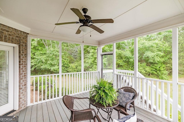 1015 Turtle Pond Dr, Watkinsville, GA 30677 - sunroom / solarium featuring a ceiling fan