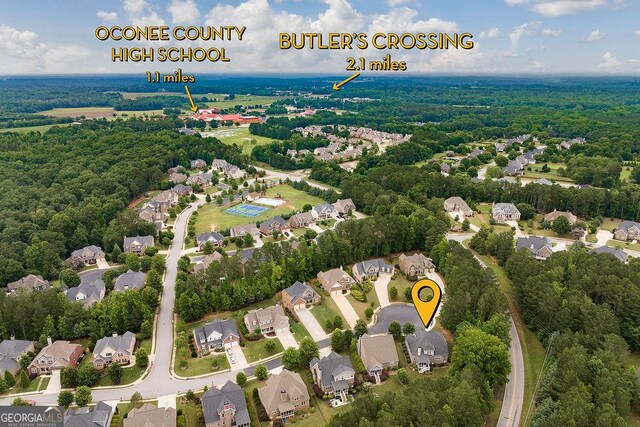 1015 Turtle Pond Dr, Watkinsville, GA 30677 - aerial view of residential area featuring a heavily wooded area