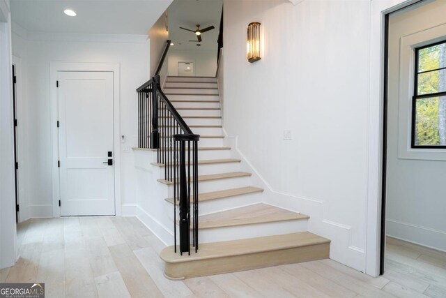 5050 Browns Ford Rd, Greensboro, GA 30642 - entryway with stairway, light wood-style floors, and baseboards