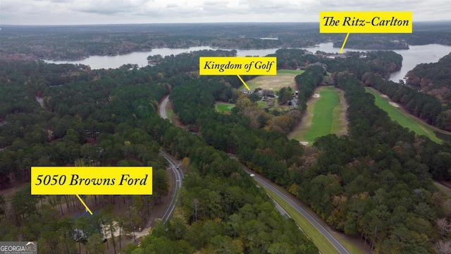 5050 Browns Ford Rd, Greensboro, GA 30642 - aerial overview of property's location featuring a large body of water and a forest