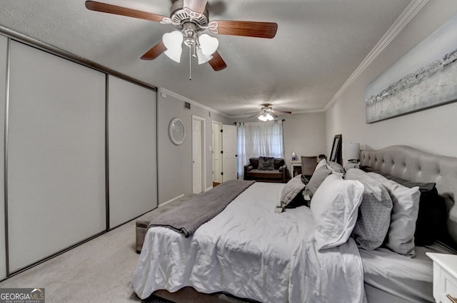 3694 Jay Bird Aly, Peachtree Corners, GA 30092 - bedroom with ornamental molding, carpet flooring, and a ceiling fan