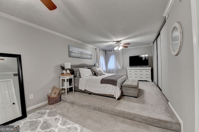 3694 Jay Bird Aly, Peachtree Corners, GA 30092 - bedroom featuring ornamental molding, carpet, baseboards, and ceiling fan
