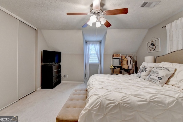 3694 Jay Bird Aly, Peachtree Corners, GA 30092 - bedroom featuring carpet, vaulted ceiling, ceiling fan, a textured ceiling, and baseboards