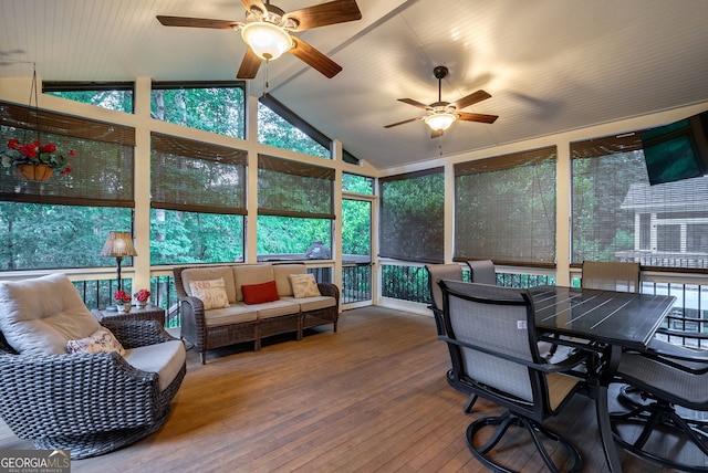 1984 Mendenhall Cir, Atlanta, GA 30341 - sunroom / solarium featuring ceiling fan, an outdoor hangout area, and outdoor dining space