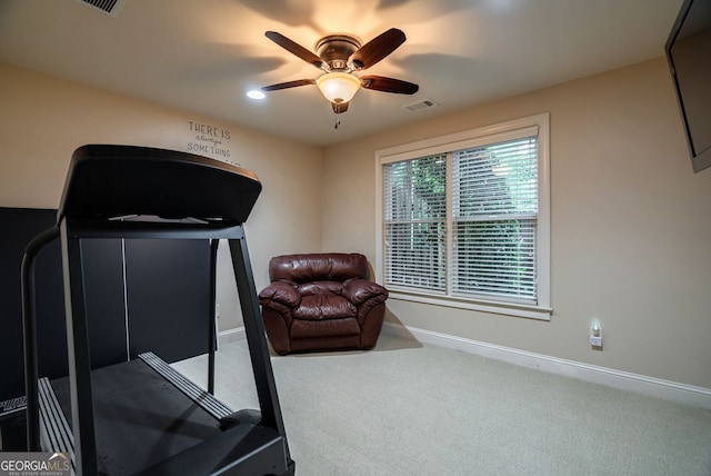 1984 Mendenhall Cir, Atlanta, GA 30341 - exercise area featuring carpet floors and ceiling fan