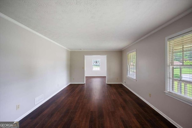 3802 Birchbriar Ct, Decatur, GA 30034 - spare room with dark wood-style flooring, baseboards, a textured ceiling, and ornamental molding