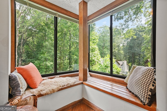 2666 Peachtree Walk, Duluth, GA 30096 - sunroom with view of wooded area and a textured ceiling
