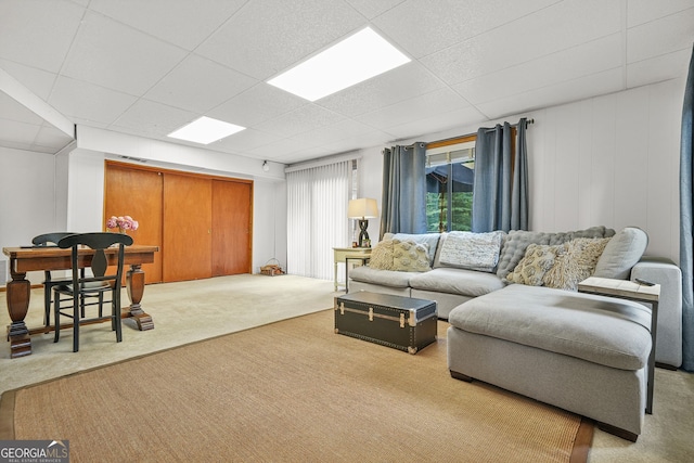 2666 Peachtree Walk, Duluth, GA 30096 - living room with light colored carpet and a paneled ceiling