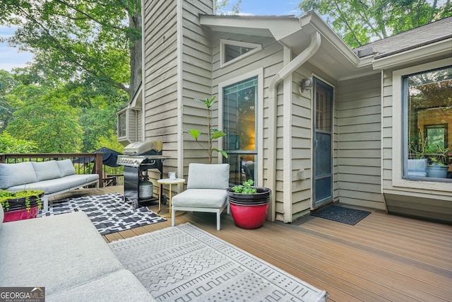 2666 Peachtree Walk, Duluth, GA 30096 - wooden deck with outdoor lounge area and grilling area