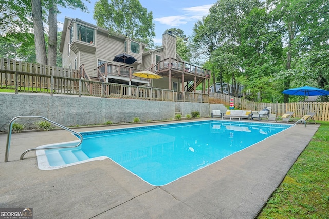 2666 Peachtree Walk, Duluth, GA 30096 - view of pool featuring a wooden deck, a fenced backyard, and a patio
