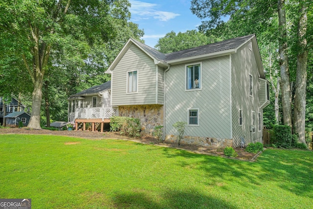 2666 Peachtree Walk, Duluth, GA 30096 - rear view of property with a yard, a deck, and roof with shingles