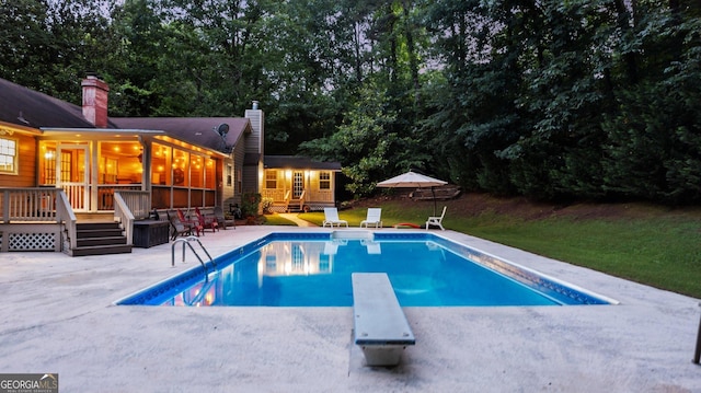 207 Saddle Mountain Rd SE, Rome, GA 30161 - swimming pool with a diving board, a patio, a yard, and a deck