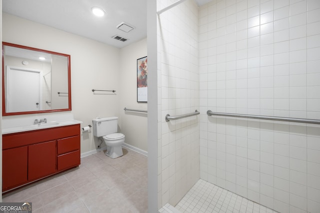 5065 Nesbit Ferry Ln, Atlanta, GA 30350 - full bath featuring tiled shower, vanity, tile patterned flooring, and recessed lighting