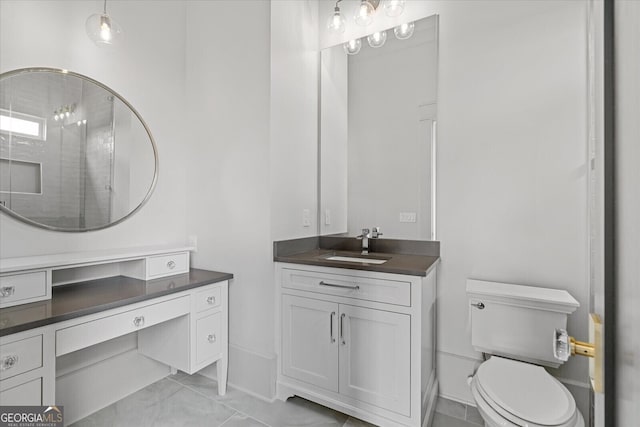 4927 Slaton Dr, Acworth, GA 30101 - full bathroom with vanity, an enclosed shower, and marble look tile flooring