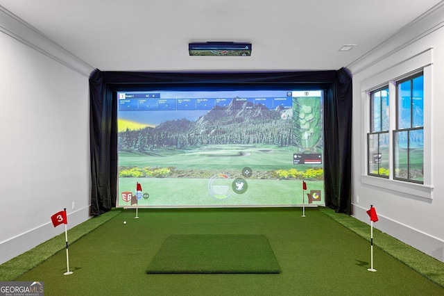 4927 Slaton Dr, Acworth, GA 30101 - playroom with carpet, a putting area, and golf simulator