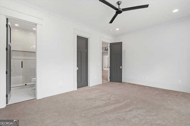 4927 Slaton Dr, Acworth, GA 30101 - unfurnished bedroom with carpet, ensuite bath, recessed lighting, and ornamental molding