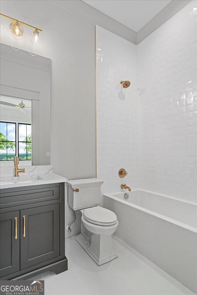 4927 Slaton Dr, Acworth, GA 30101 - full bath featuring vanity, tub / shower combination, and tile patterned flooring