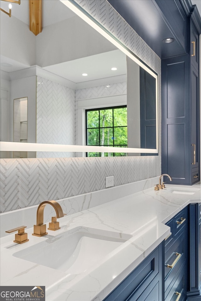 4927 Slaton Dr, Acworth, GA 30101 - bathroom with double vanity and recessed lighting