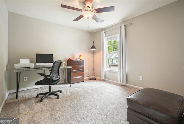 411 Mountain View Ln, Woodstock, GA 30188 - carpeted office featuring baseboards and ceiling fan