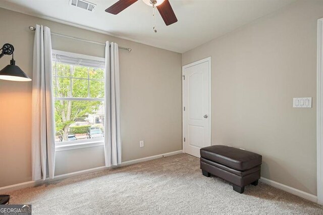 411 Mountain View Ln, Woodstock, GA 30188 - empty room with ceiling fan, carpet flooring, and baseboards