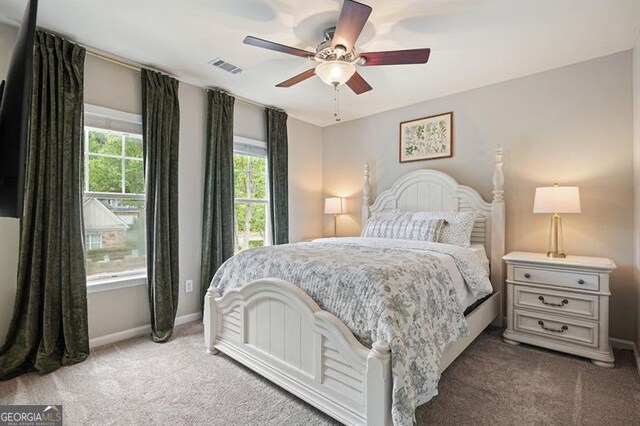 411 Mountain View Ln, Woodstock, GA 30188 - bedroom featuring carpet, baseboards, and a ceiling fan