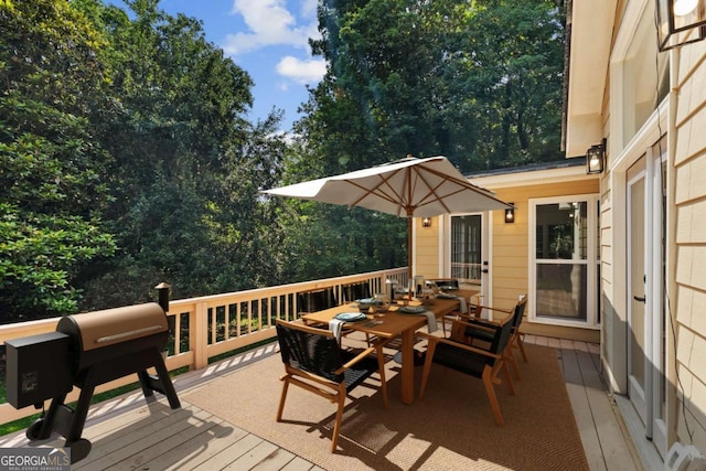 3878 Brookside Pkwy, Decatur, GA 30034 - wooden deck featuring outdoor dining area and grilling area