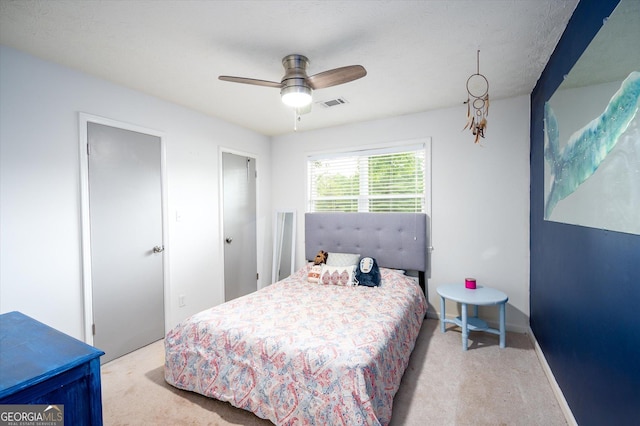 609 Hearth Pl, Lawrenceville, GA 30043 - bedroom with carpet flooring, a ceiling fan, and baseboards