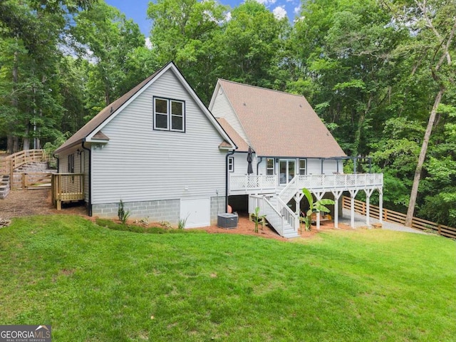 4690 Giddon Martin Rd, Gainesville, GA 30506 - rear view of house featuring stairway and a wooden deck