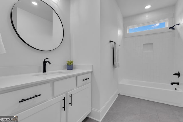 155 Lapis Lake Pt, Fayetteville, GA 30215 - bathroom featuring vanity, shower / tub combination, baseboards, and recessed lighting