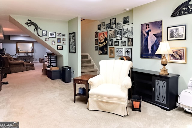 3320 Bryant Ln, Marietta, GA 30066 - sitting room featuring stairway and carpet floors