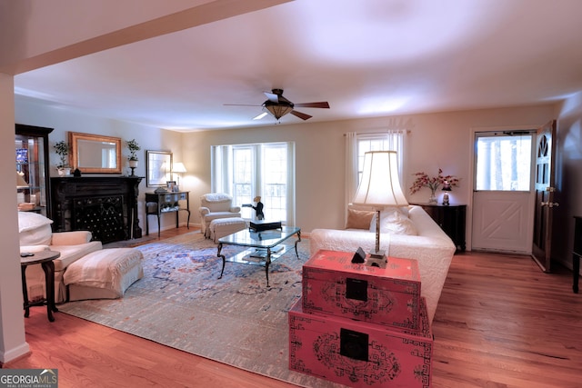 3320 Bryant Ln, Marietta, GA 30066 - living area with wood finished floors and a ceiling fan