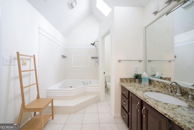 1111 Creekshore Dr, Athens, GA 30606 - full bathroom with a bath, toilet, tile patterned flooring, vanity, and a shower