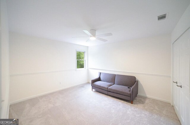 1111 Creekshore Dr, Athens, GA 30606 - living area with carpet, a ceiling fan, and baseboards