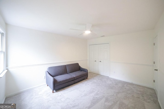 1111 Creekshore Dr, Athens, GA 30606 - sitting room featuring carpet flooring, ceiling fan, and baseboards